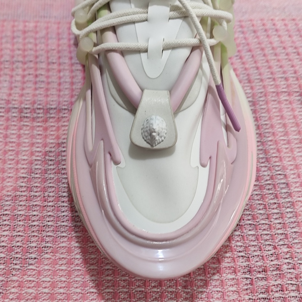 Balmain Women White Sneakers with Pink and Green Accents - Picture 7 of 11
